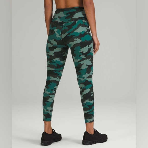 Lululemon Base Pace High-Rise Running Tight 25" Heritage 365 Camo Tidewater Teal - Picture 1 of 9